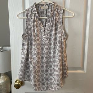 Loft Floral Patterened Neutral Buttoned Blouse